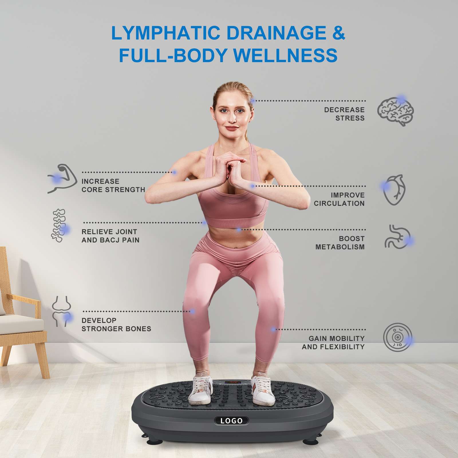 Body Wibrate Machine Whole Body Workout Vibration Platform Lymphatic Drainage Machine ...